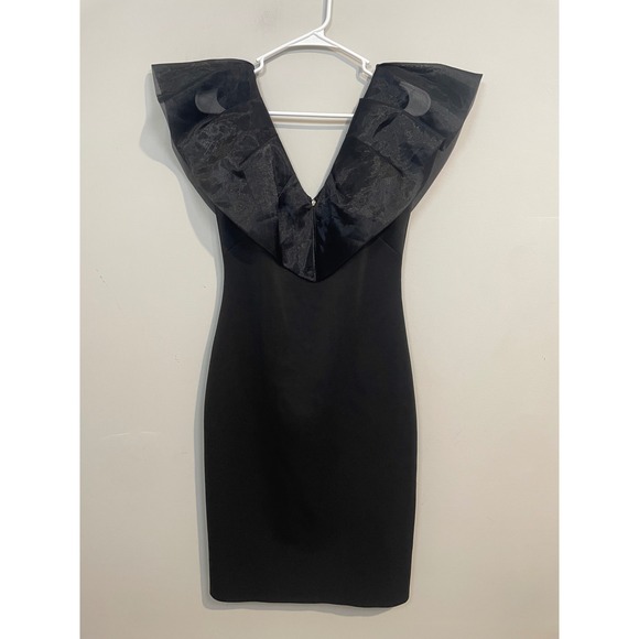 Eliza J Dresses & Skirts - Eliza J Organza Ruffle Cocktail Dress Black Size 6 Cocktail Party Wedding Guest